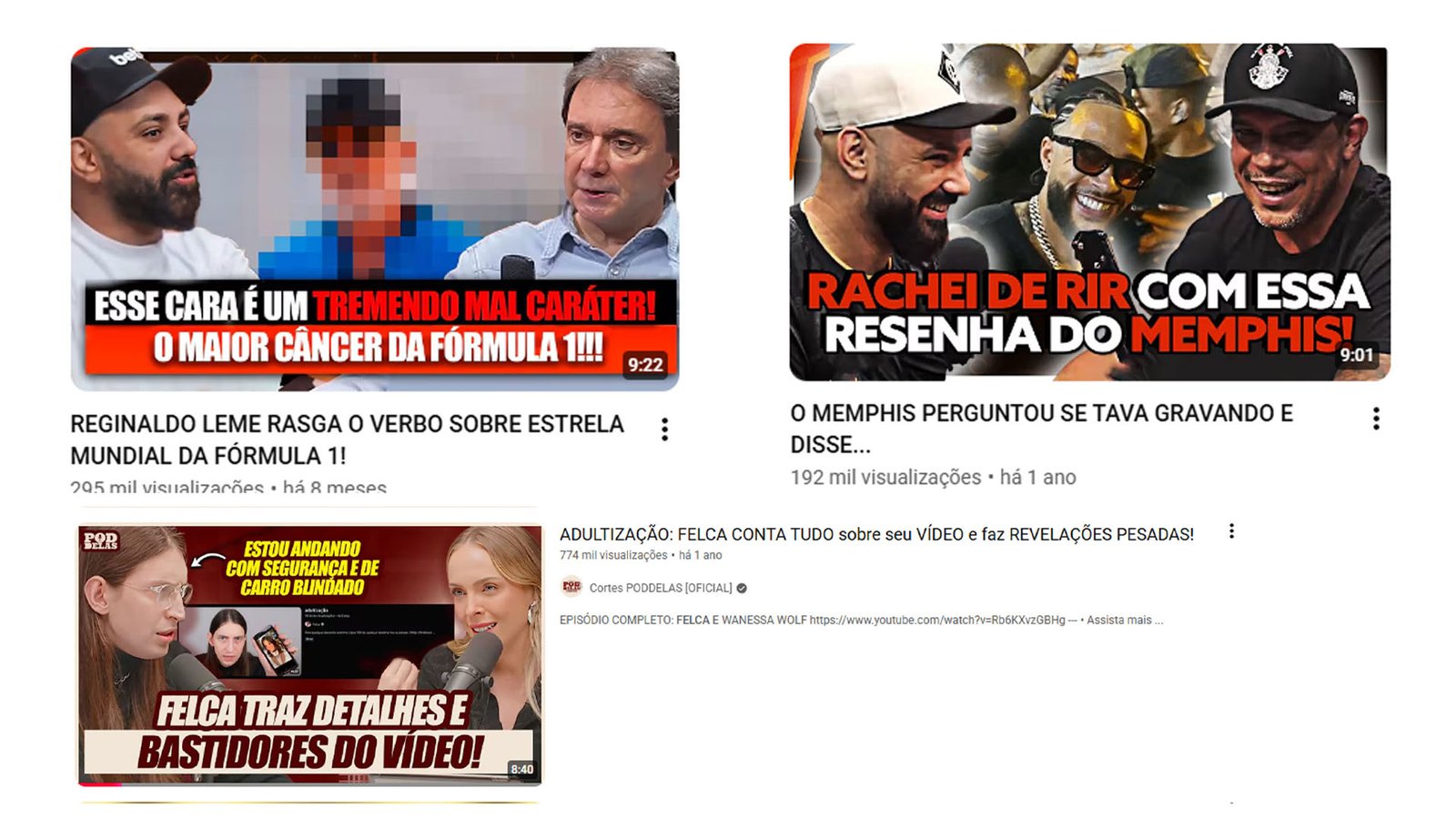 YouTube video results including 295 thousand, 192 thousand and 774 thousand views
